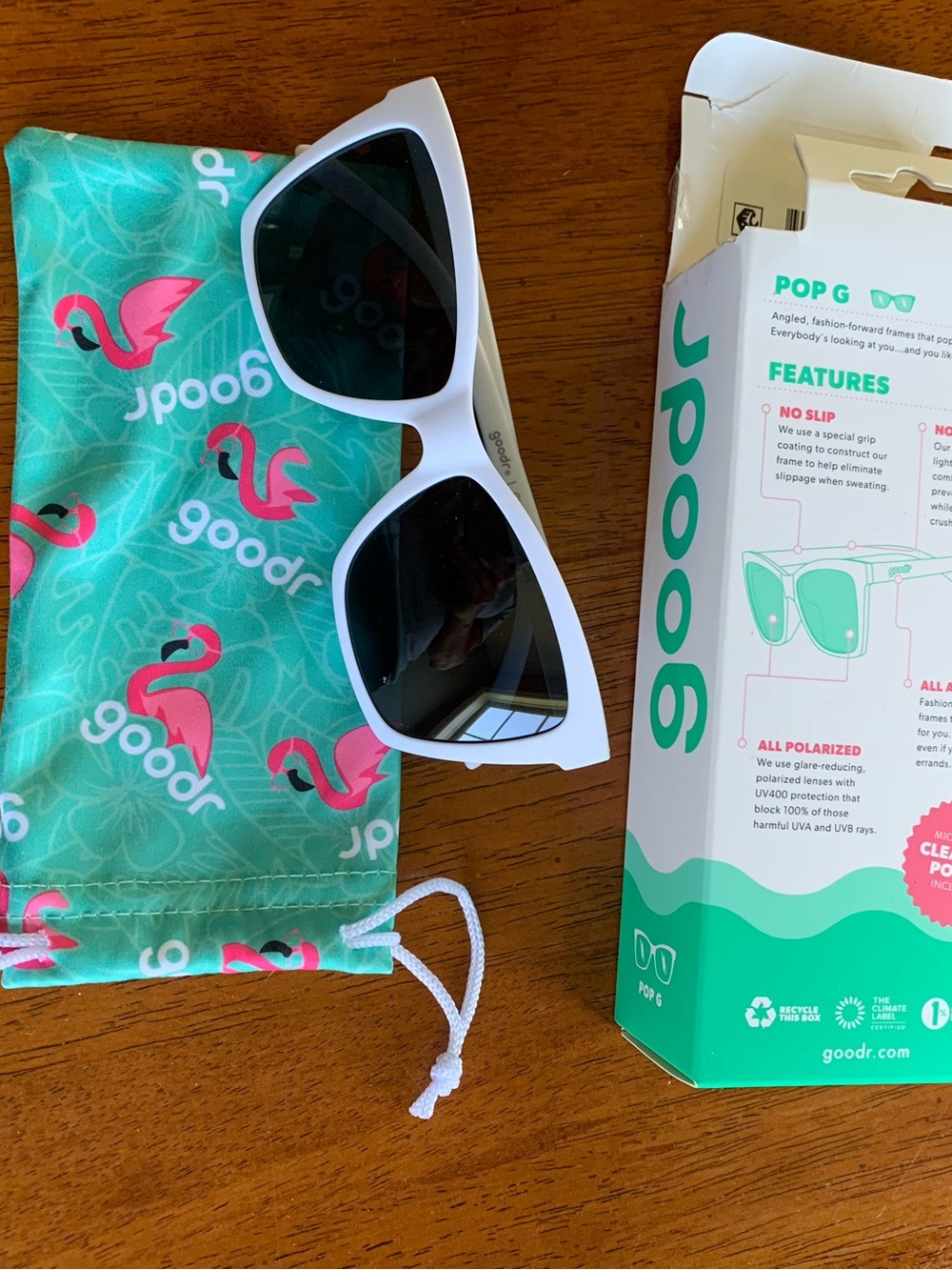 goodr White Frame Sunglasses with Black Lenses